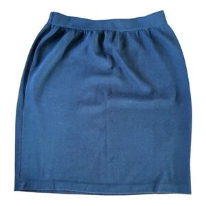 St. John By Marie Claire Skirt Size 14 Knit Navy Blue Pencil Elastic‎ Waist